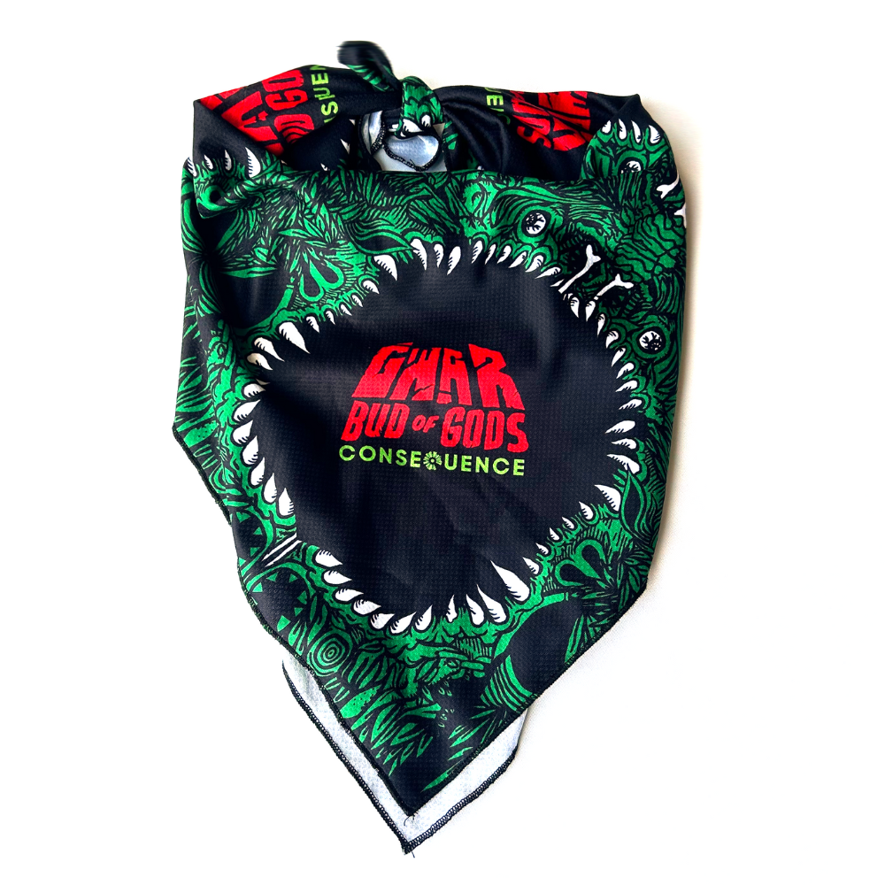 A bandana 'GWAR BUD OF GODS CONSEQUENCE'