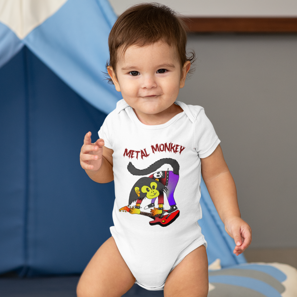 Metal Monkey Baby Short Sleeve Onesie