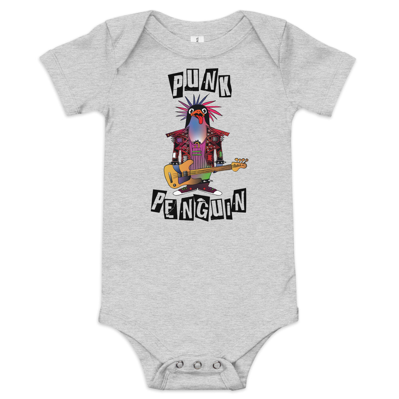 Punk Penguin Baby Short Sleeve Onesie