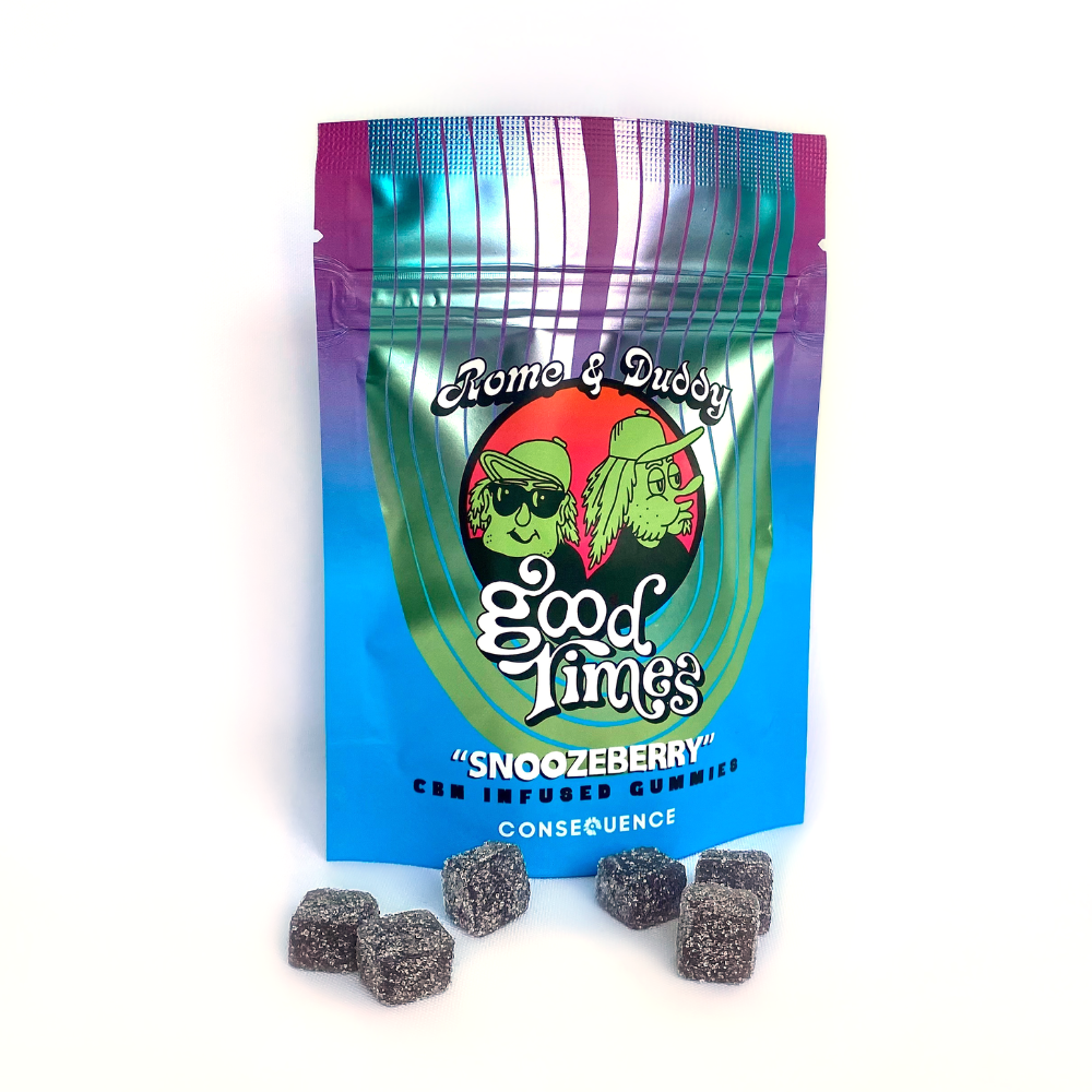 A package of 'Good Times Snoozeberry CBN Gummies'